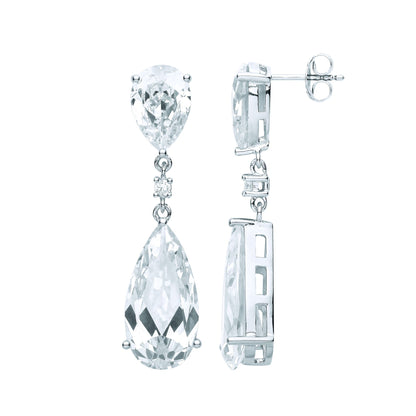 925 Sterling Silver  Pear CZ Magic Mirror Raindrop Drop Earrings - EAG1089