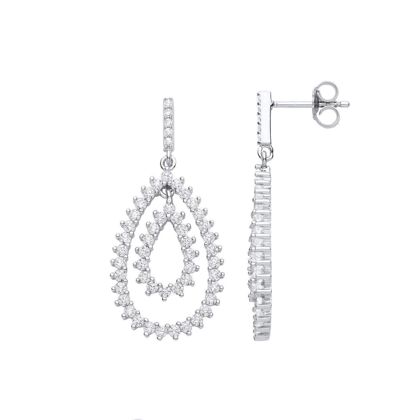 Sterling Silver  CZ Fizzy Electrified Avocado Pear Drop Earrings - EAG1107