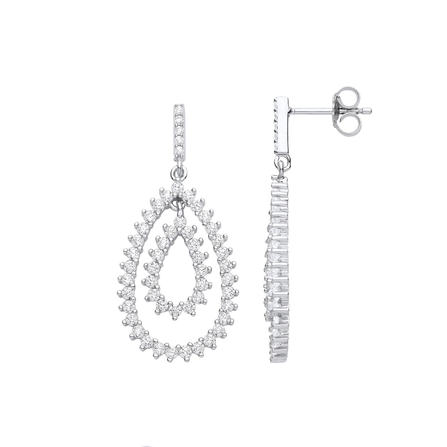 Sterling Silver  CZ Fizzy Electrified Avocado Pear Drop Earrings - EAG1107