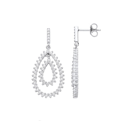 Sterling Silver  CZ Fizzy Electrified Avocado Pear Drop Earrings - EAG1107