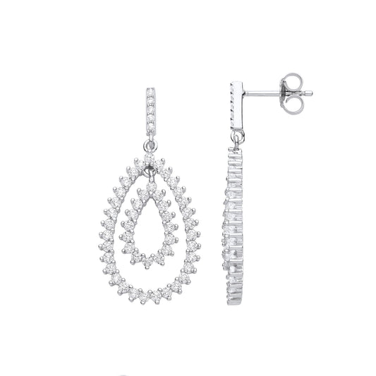 Sterling Silver  CZ Fizzy Electrified Avocado Pear Drop Earrings - EAG1107