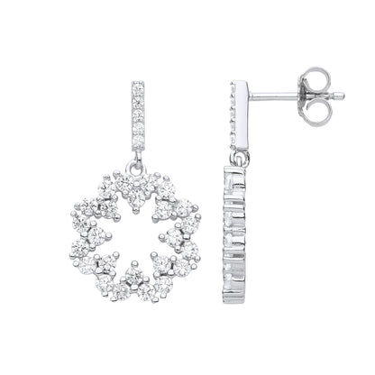 Sterling Silver  CZ Supernova Hypotrochoid Cluster Drop Earrings - EAG1111