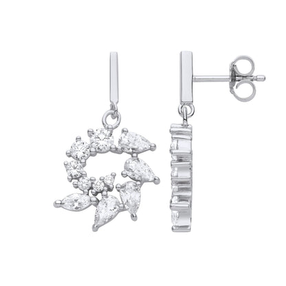 Silver  Pear Marquise CZ Scorpion Stinger Tail Drop Earrings - EAG1113