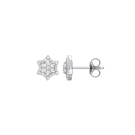 Silver  6 Pointed Star of Magen David Stud Earrings - EAG1121