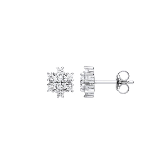 Silver  Butterfly Cluster Solitaire Stud Earrings - EAG1122