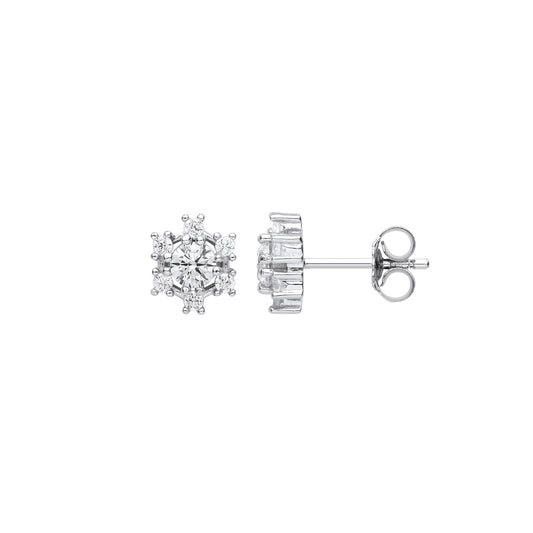 925 Sterling Silver  CZ Butterfly Cluster Solitaire Stud Earrings - EAG1122