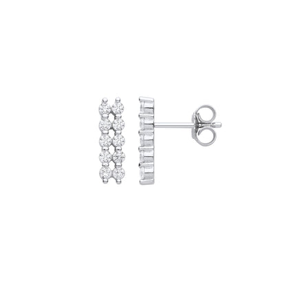 925 Sterling Silver  CZ Double 5 Stone Eternity Drop Earrings - EAG1125
