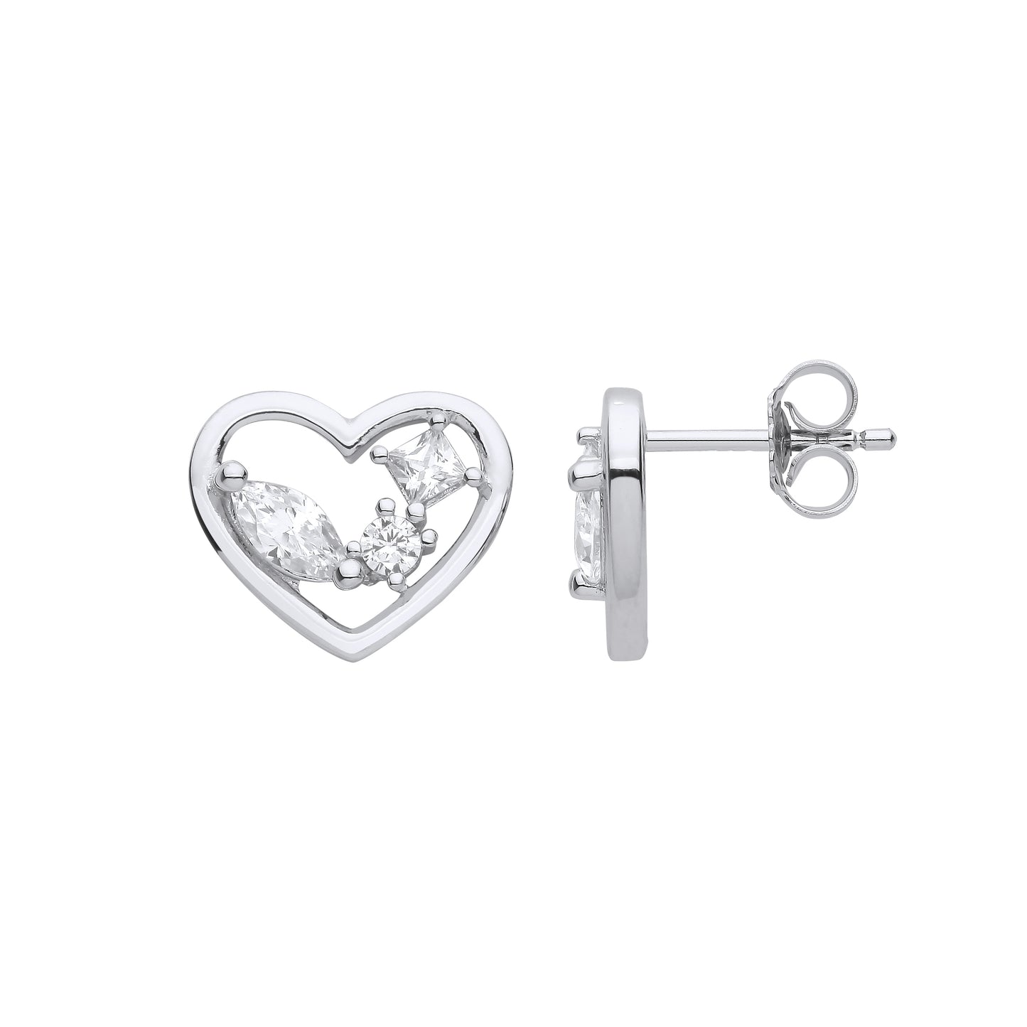 Silver  Marquise Princess CZ Heart Whale Cluster Drop Earrings - EAG1127