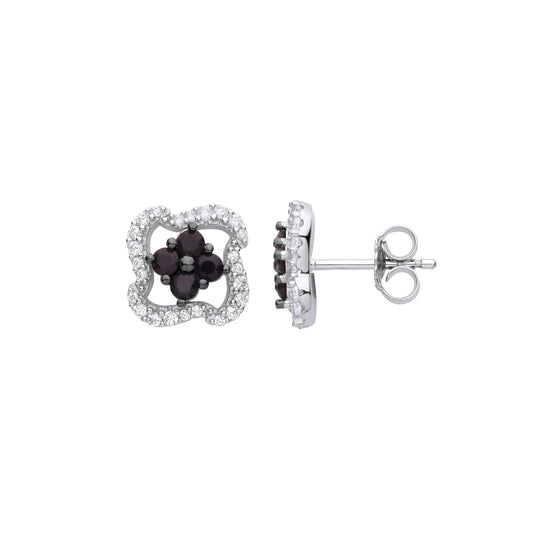 Silver  Shuriken Ninja Star Cluster Stud Earrings - EAG1134