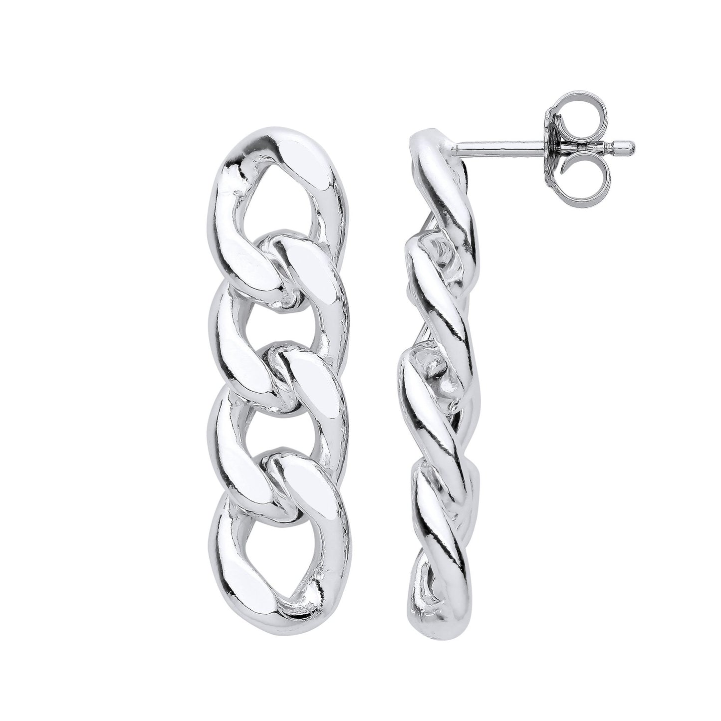 925 Sterling Silver  Cuban Curb Chain 4 Links Drop Earrings - EAG1147