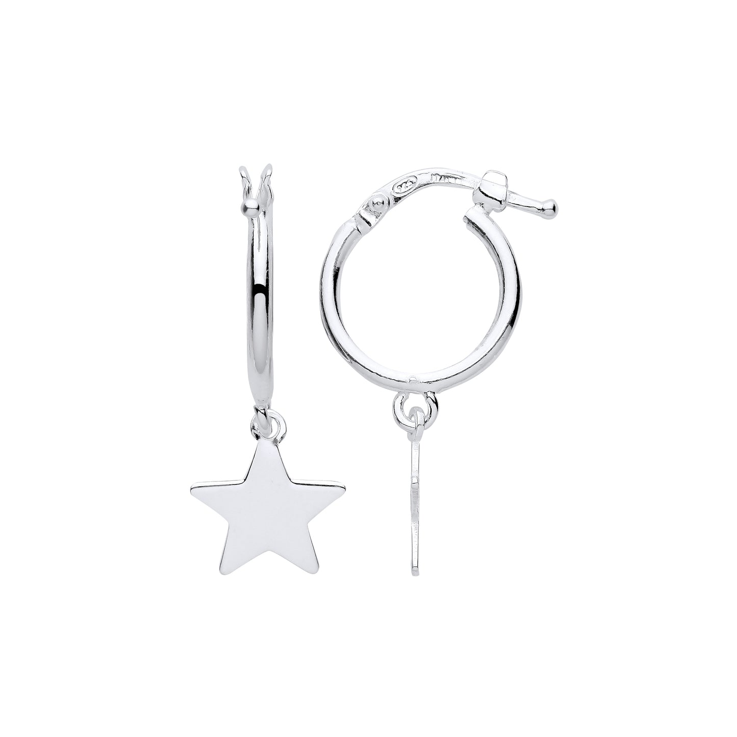 Silver  Hanging Magic Star Charm Hoop Drop Earrings - EAG1151
