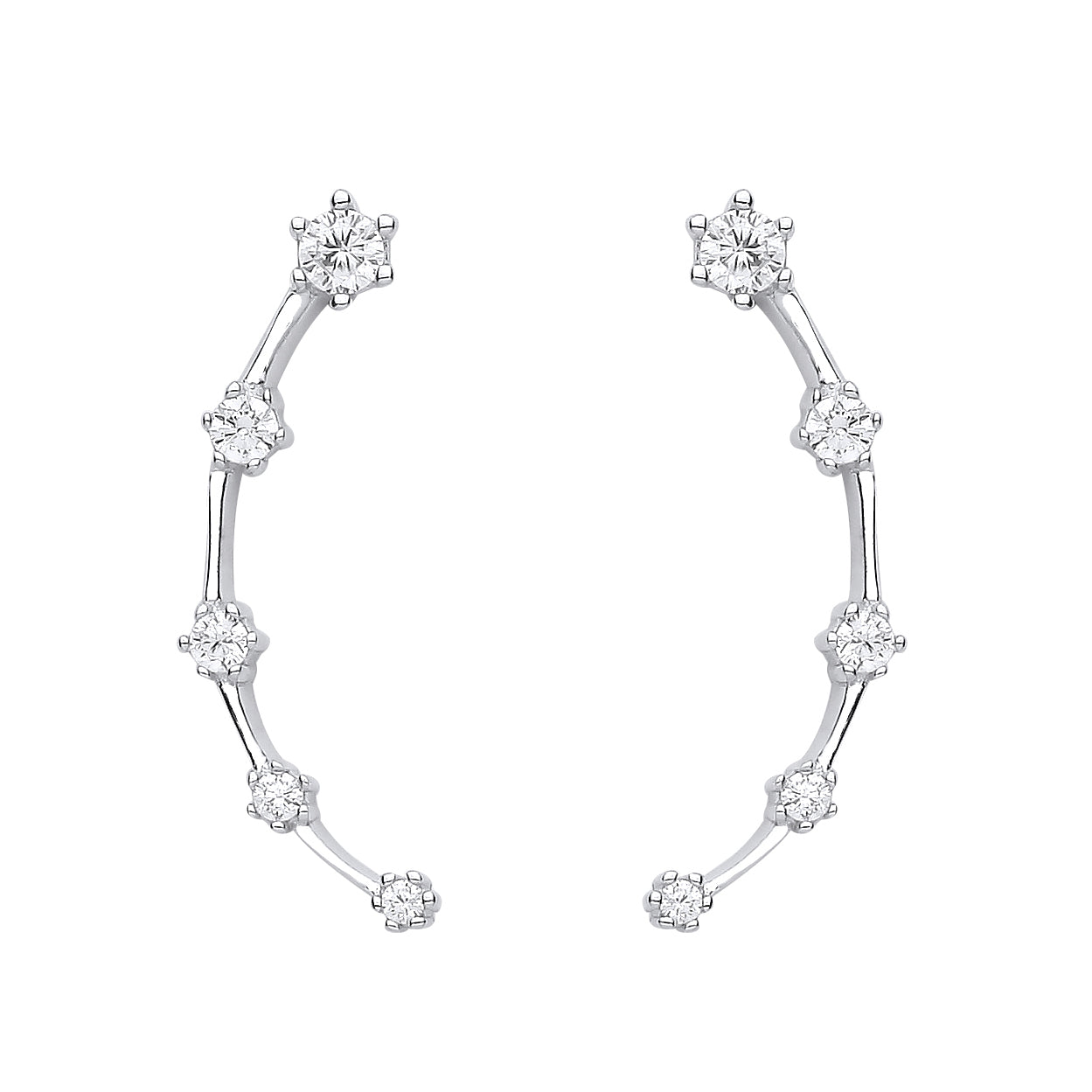 925 Sterling Silver  CZ Astrology Star Station Map Drop Earrings - EAG1164