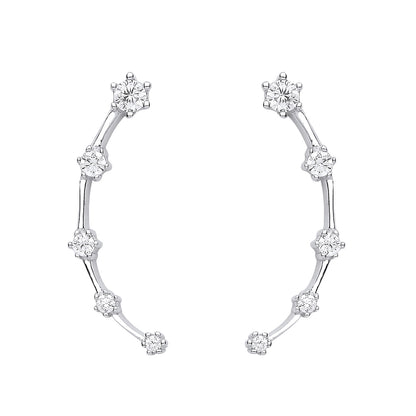 925 Sterling Silver  CZ Astrology Star Station Map Drop Earrings - EAG1164