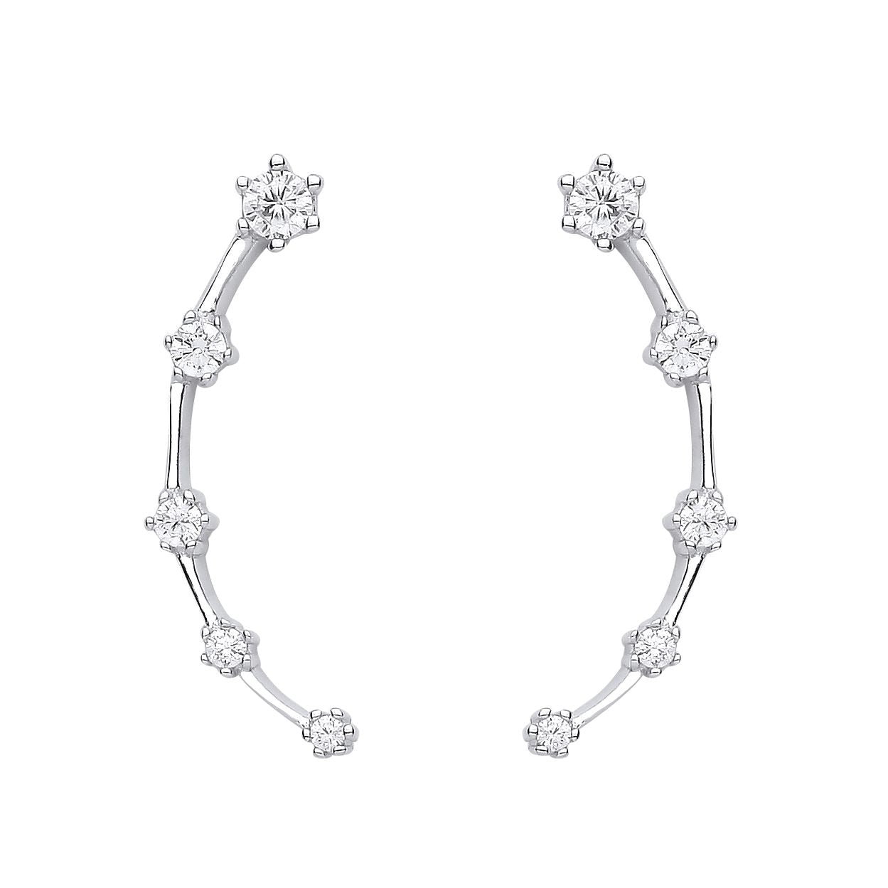 925 Sterling Silver  CZ Astrology Star Station Map Drop Earrings - EAG1164