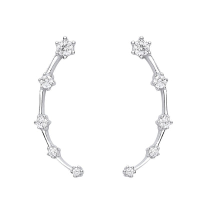 925 Sterling Silver  CZ Astrology Star Station Map Drop Earrings - EAG1164