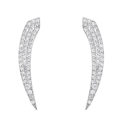 925 Sterling Silver  CZ Fangs Horns of Plenty Drop Earrings - EAG1166