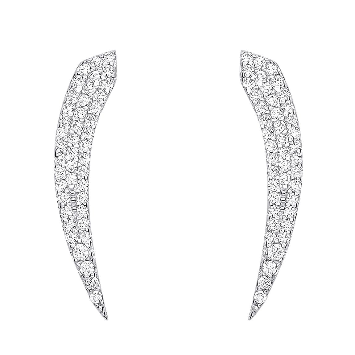 925 Sterling Silver  CZ Fangs Horns of Plenty Drop Earrings - EAG1166