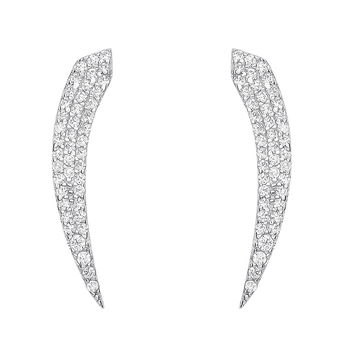 925 Sterling Silver  CZ Fangs Horns of Plenty Drop Earrings - EAG1166