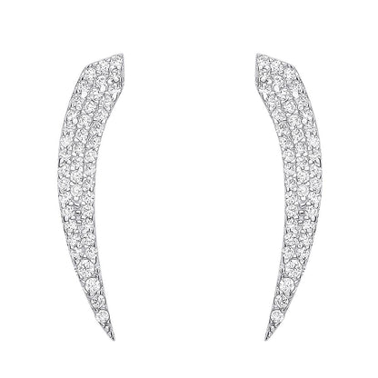 925 Sterling Silver  CZ Fangs Horns of Plenty Drop Earrings - EAG1166