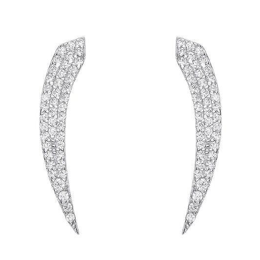 925 Sterling Silver  CZ Fangs Horns of Plenty Drop Earrings - EAG1166