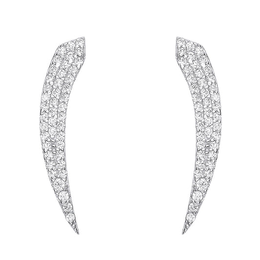 925 Sterling Silver  CZ Fangs Horny of Plenty Drop Earrings - EAG1166