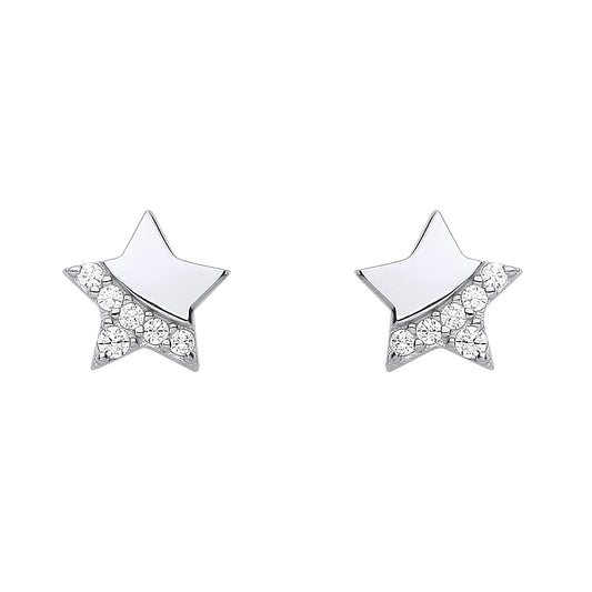 Silver  Lucky Star Graduated Accent Stud Earrings - EAG1170