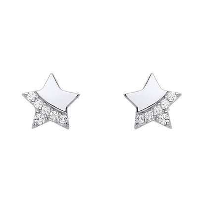 925 Sterling Silver  CZ Lucky Star Graduated Accent Stud Earrings - EAG1170