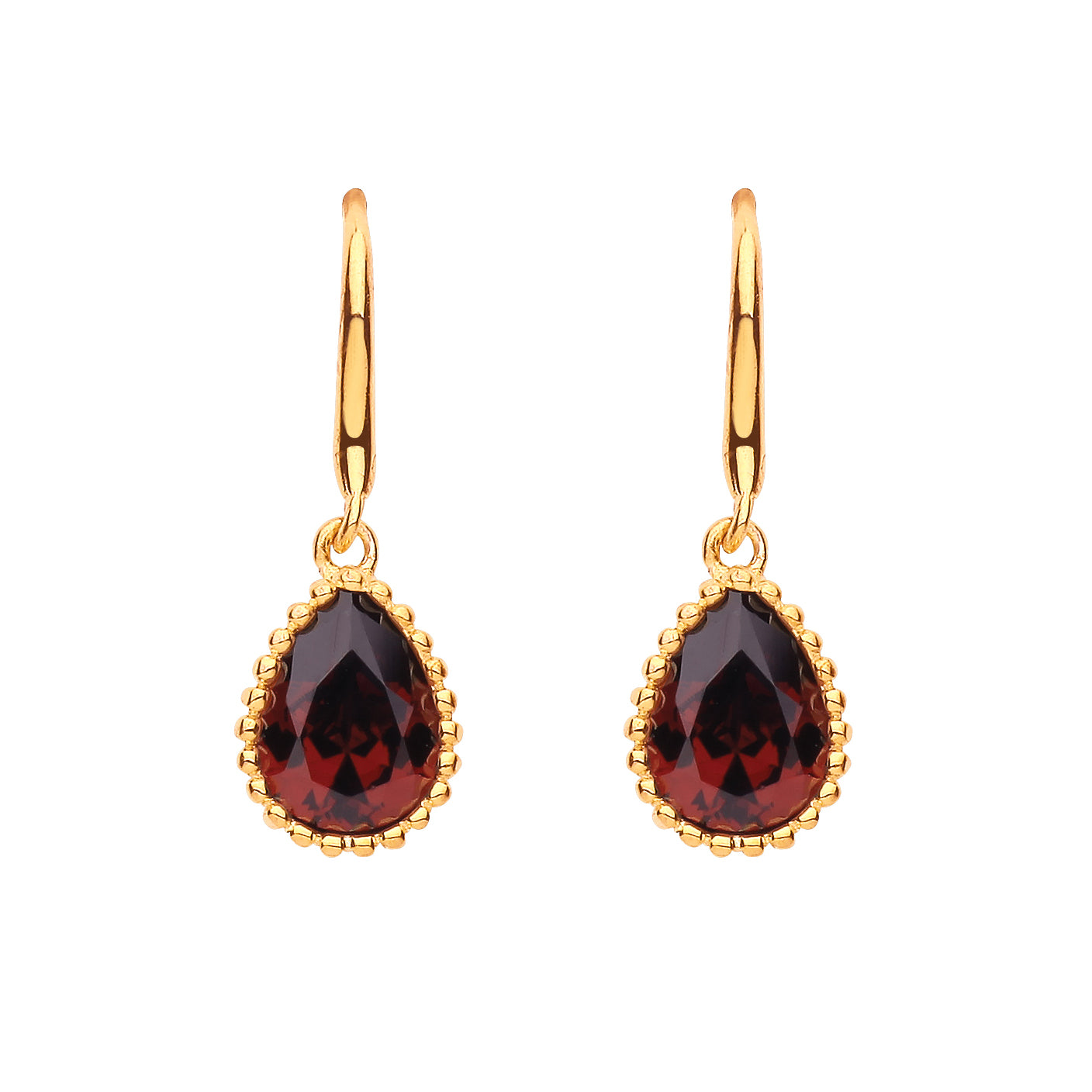 Gilded Silver  Bead Edge Solitaire Drop Earrings - EAG1175