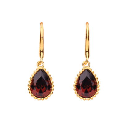 Gilded Silver  Bead Edge Solitaire Drop Earrings - EAG1175