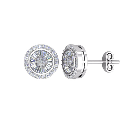 Silver  CZ Shimmering Sunshine Cluster Halo Stud Earrings - EAG1188