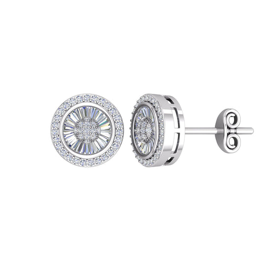 Silver CZ Shimmering Sunshine Cluster Halo Stud Earrings - EAG1188
