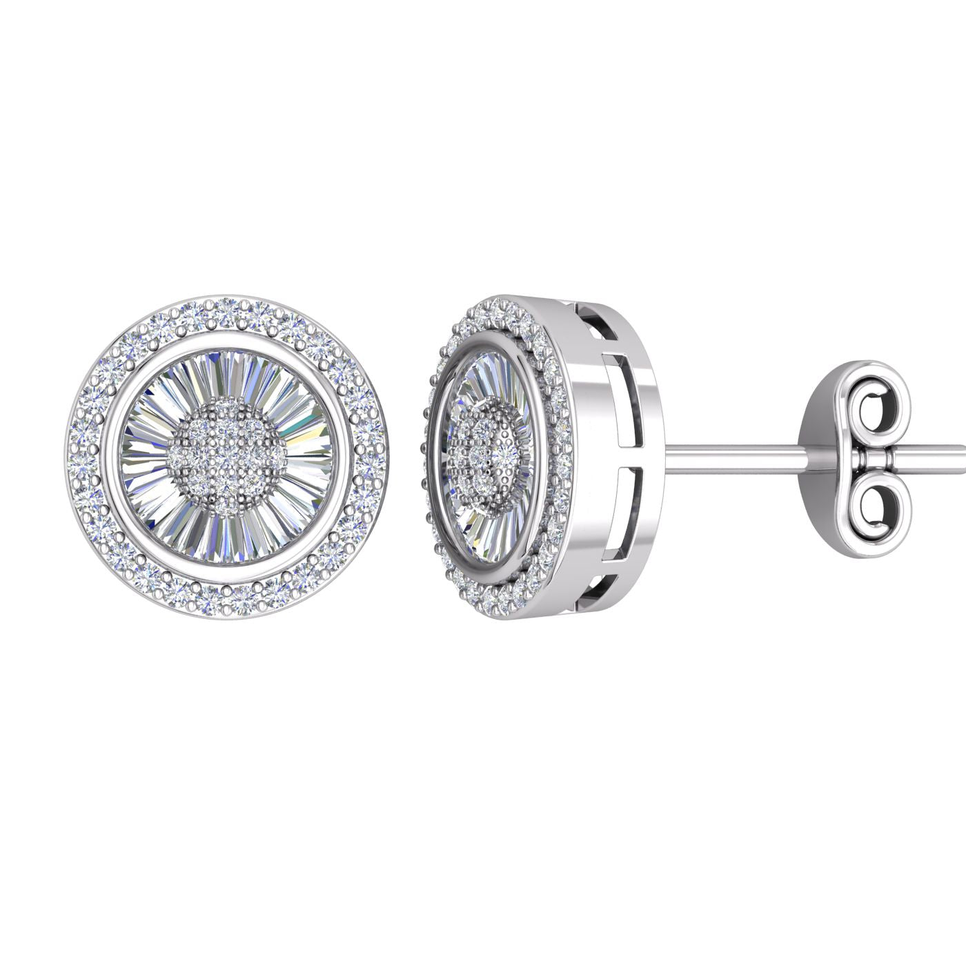 Silver  CZ Shimmering Sunshine Cluster Halo Stud Earrings - EAG1188