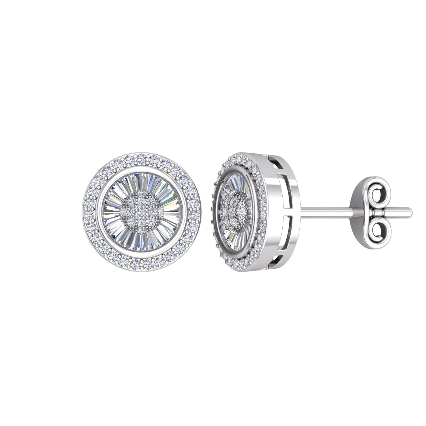 Silver  CZ Shimmering Sunshine Cluster Halo Stud Earrings - EAG1188