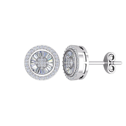 Silver  CZ Shimmering Sunshine Cluster Halo Stud Earrings - EAG1188