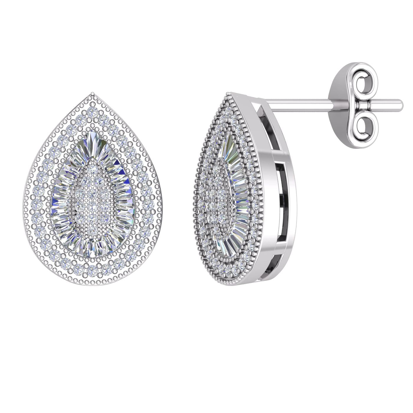 Silver  CZ Shimmering Sunshine Cluster Avocado Drop Earrings - EAG1189