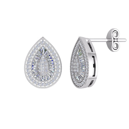 Silver  CZ Shimmering Sunshine Cluster Avocado Drop Earrings - EAG1189