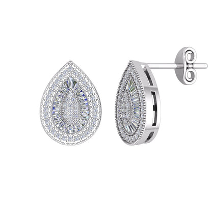Silver  CZ Shimmering Sunshine Cluster Avocado Drop Earrings - EAG1189