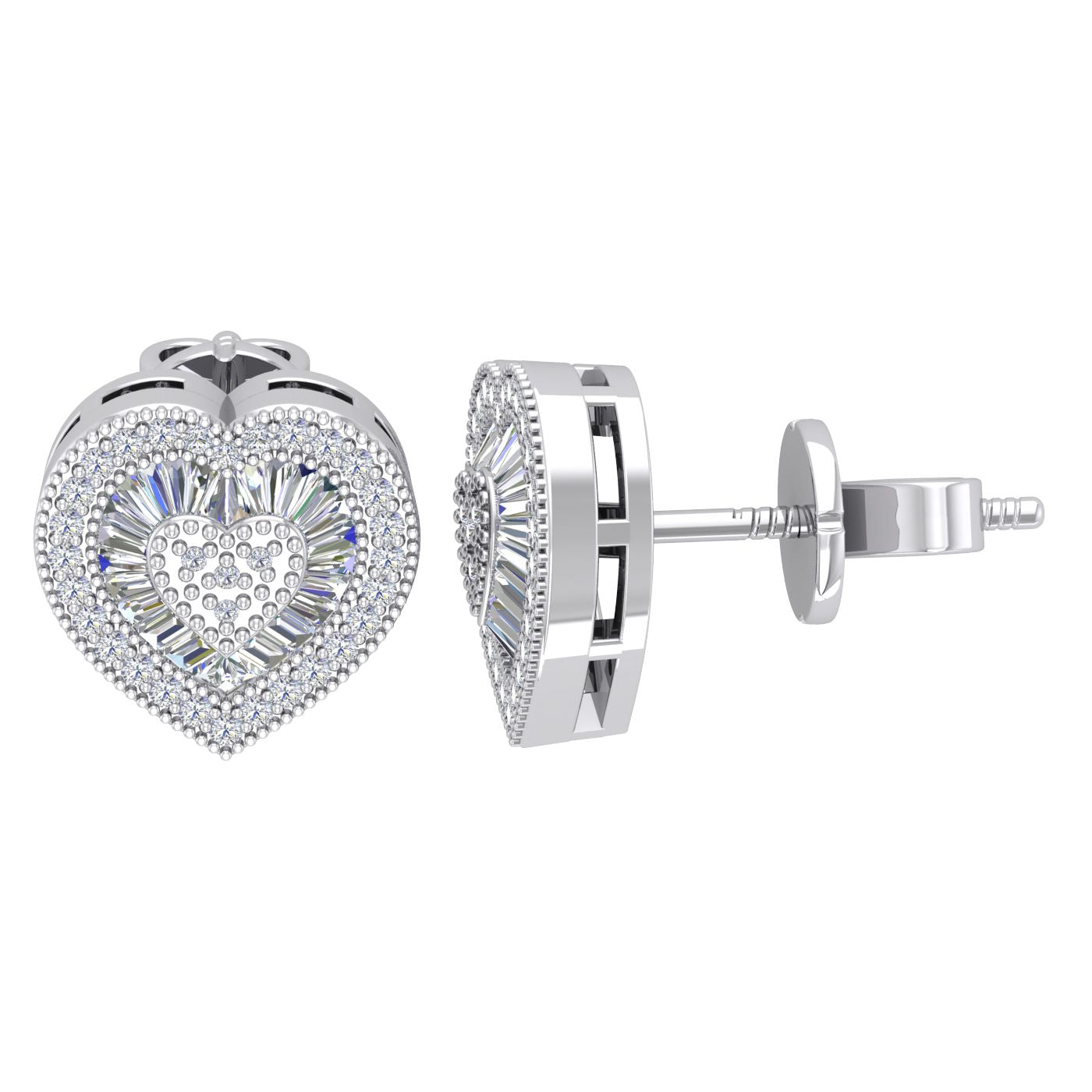 Silver  CZ Shimmering Sunshine Cluster Heart Stud Earrings - EAG1190
