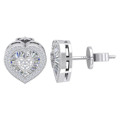 Silver  CZ Shimmering Sunshine Cluster Heart Stud Earrings - EAG1190