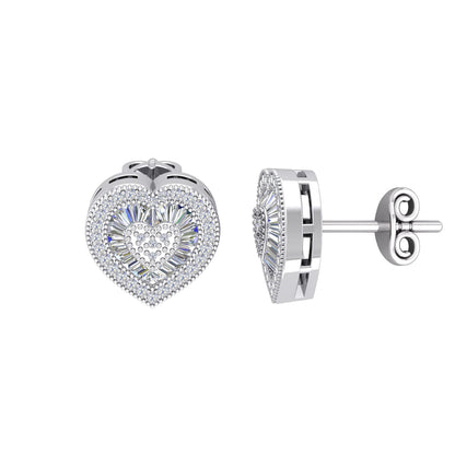 Silver  CZ Shimmering Sunshine Cluster Heart Stud Earrings - EAG1190