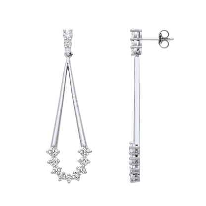 925 Sterling Silver  CZ Flaming Comet Chandelier Drop Earrings - EAG1204