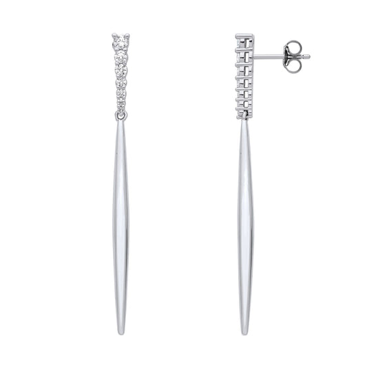 925 Sterling Silver  CZ Graduated Eternity Torpedo Drop Earrings - EAG1207