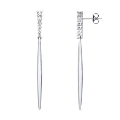 925 Sterling Silver  CZ Graduated Eternity Torpedo Drop Earrings - EAG1207