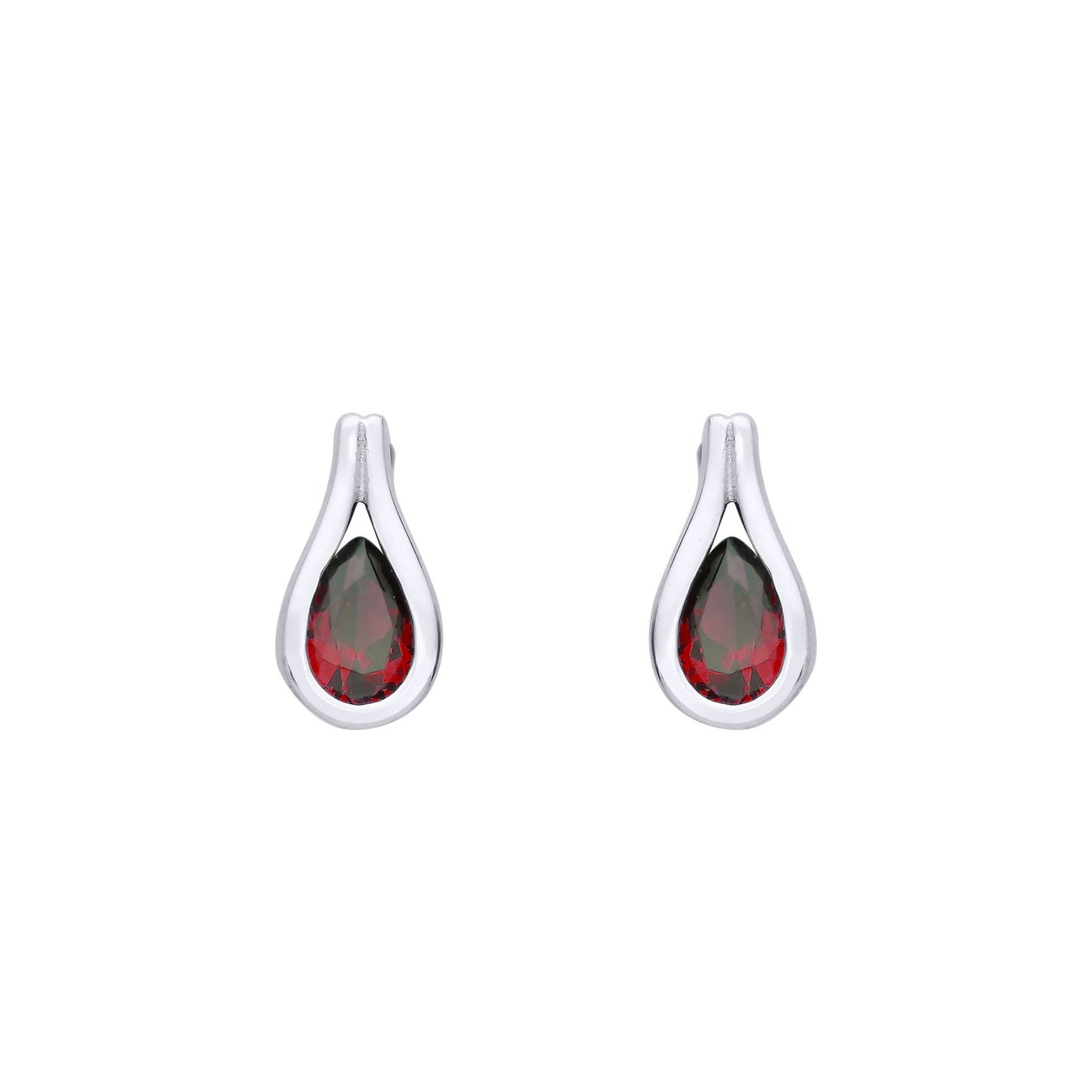 Sterling Silver Ruby Tear Drop Stud Earrings - EAG1222RUB