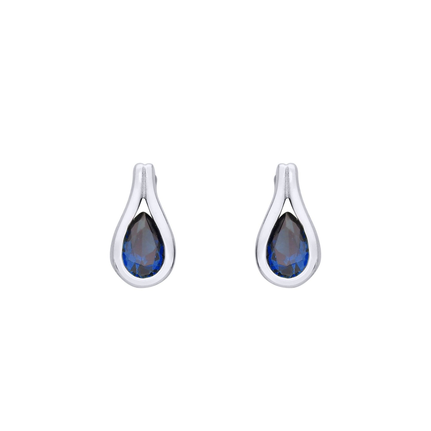 Sterling Silver Sapphire Tear Drop Stud Earrings - EAG1222SAP