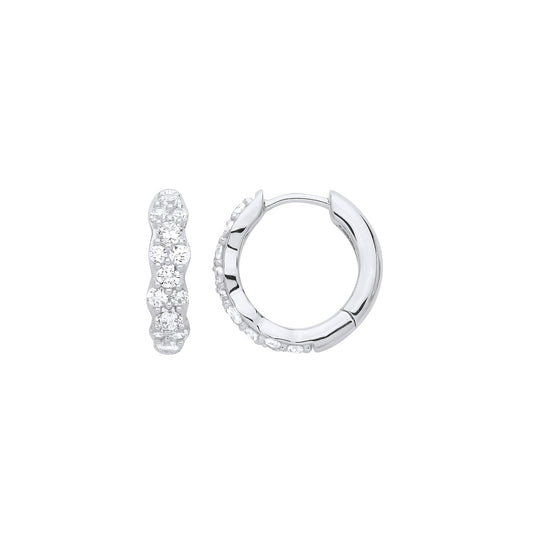 925 Sterling Silver  CZ Wobbly Eternity Huggie Hoop Earrings - EAG1225