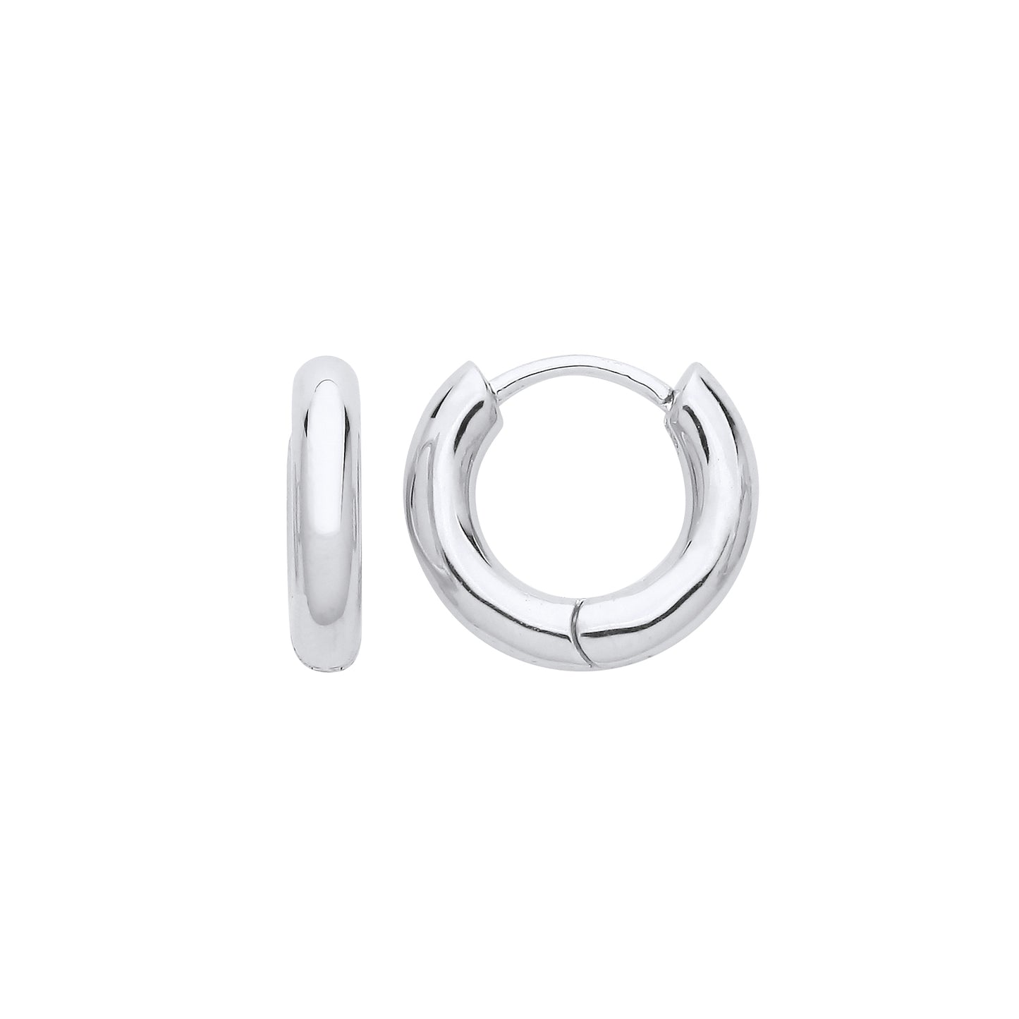 Silver  Macaroni Round Tube Huggie Hoop Earrings 14mm 3mm - EAG1227