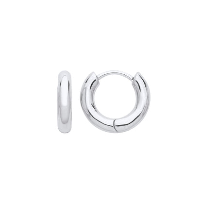 Sterling Silver  Macaroni Round Tube Huggie Hoop Earrings 14mm 3mm - EAG1227