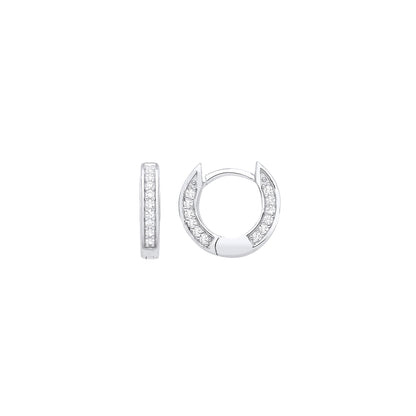 Silver  Channel Eternity Side Set Huggie Hoop Earrings - EAG1228