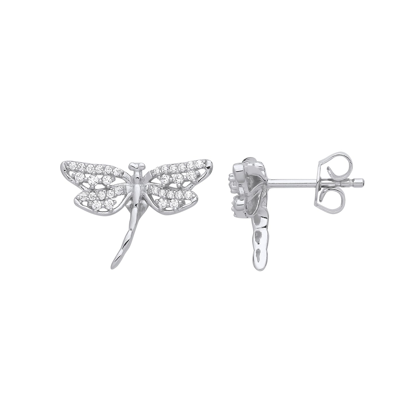 Silver  Majestic Dragonfly Drop Earrings - EAG1235